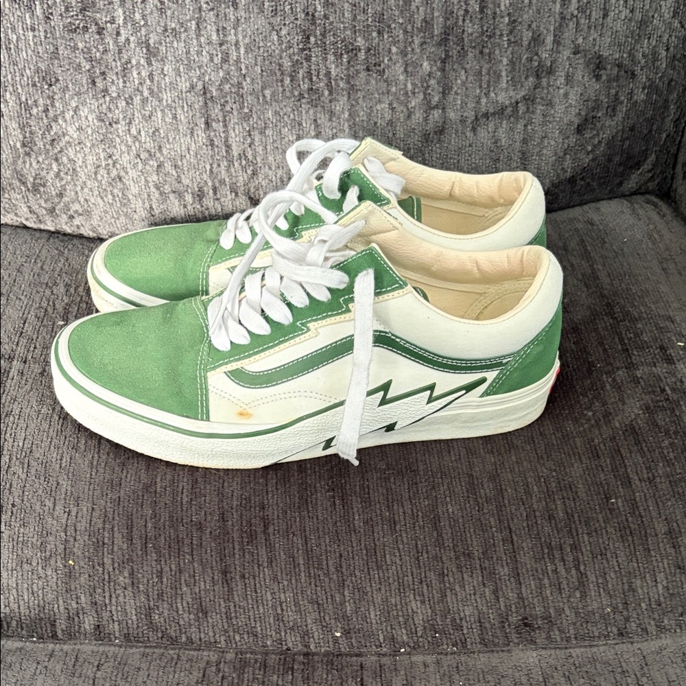Green and White Van Low-Top Sneakers - Picture 3 of 4